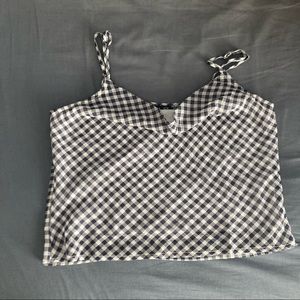 Cotton on Navy plaid cowl neck tank top.